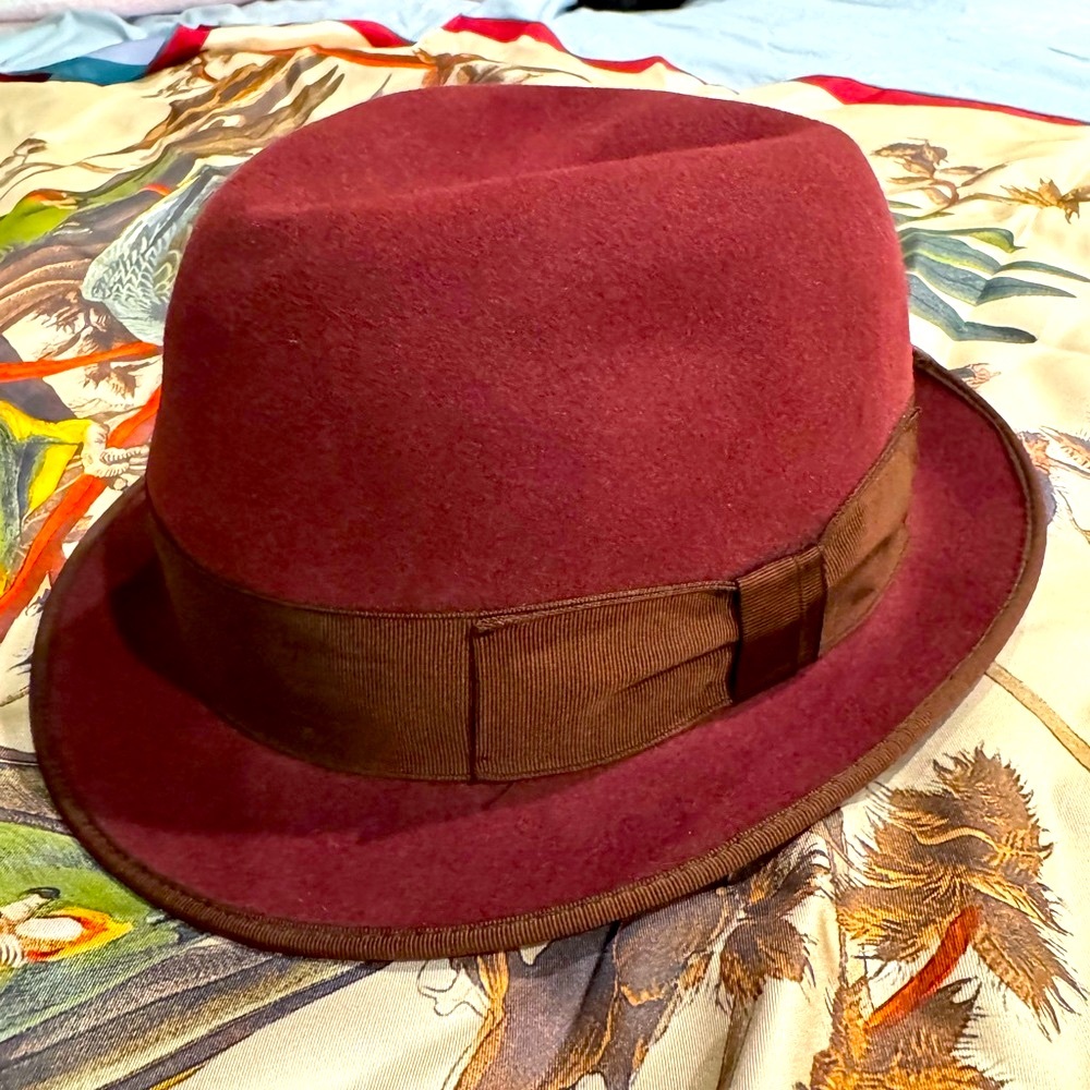 Caruso Burgundy Fedora Hat 59